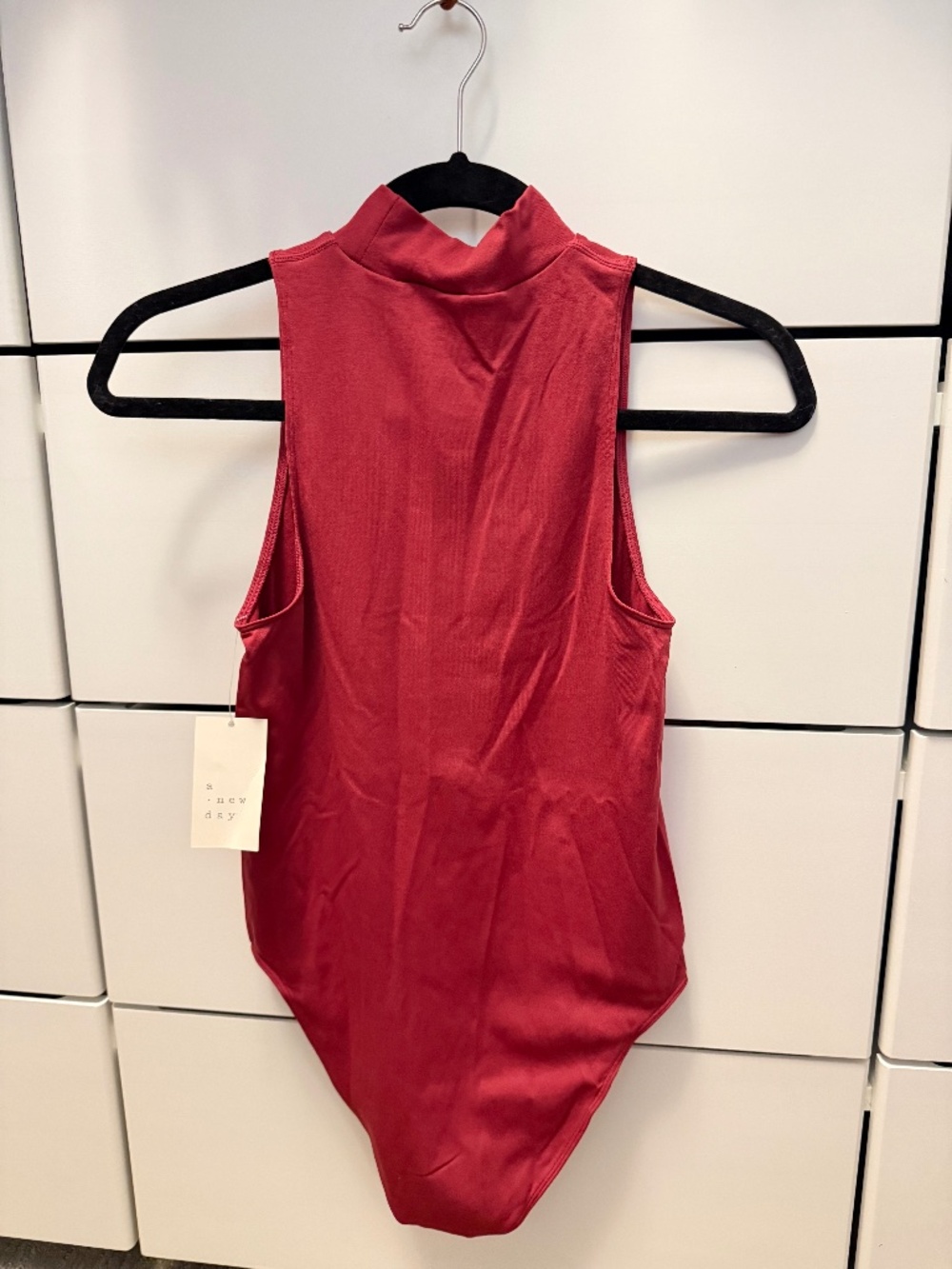 NWT A New Day Sleeveless Mock Neck Bodysuit Burgundy Women's Size S